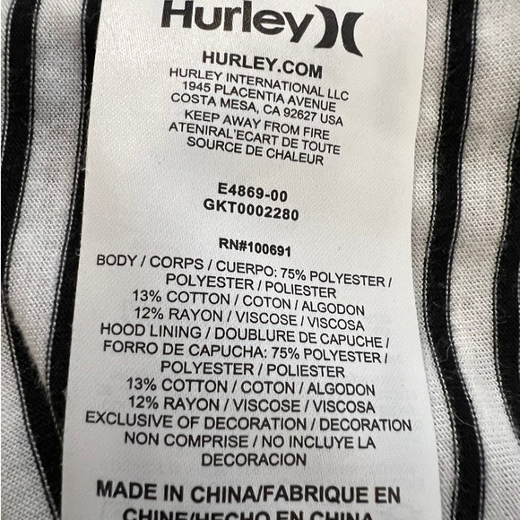 Hurley Nike Dri-Fit Kaftan Size M/L in Black and White Stripe with Hood - Picture 6 of 6